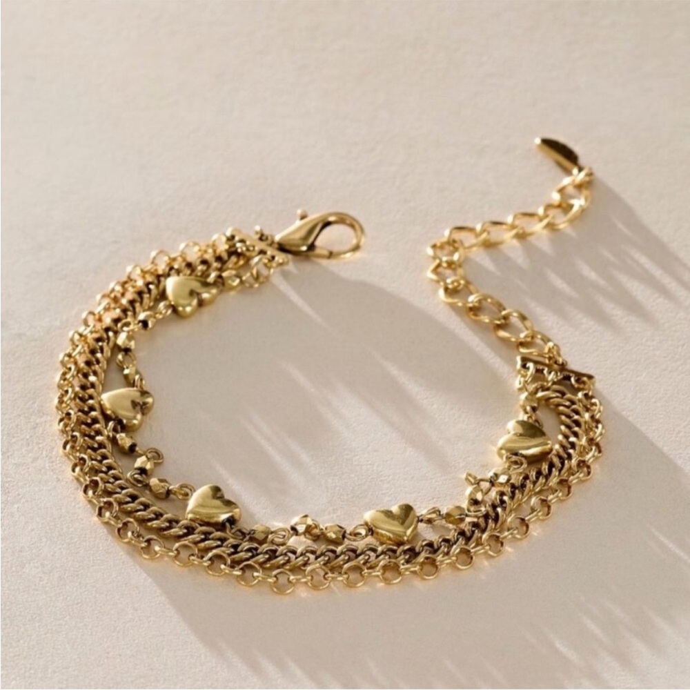 Free People layered heart chain anklet in gold tones - Picture 3 of 3